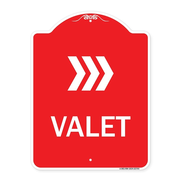 Signmission Designer Series Sign-Valet Right Arrow, Red & White Aluminum Sign, 18" x 24", RW-1824-22744 A-DES-RW-1824-22744 - main